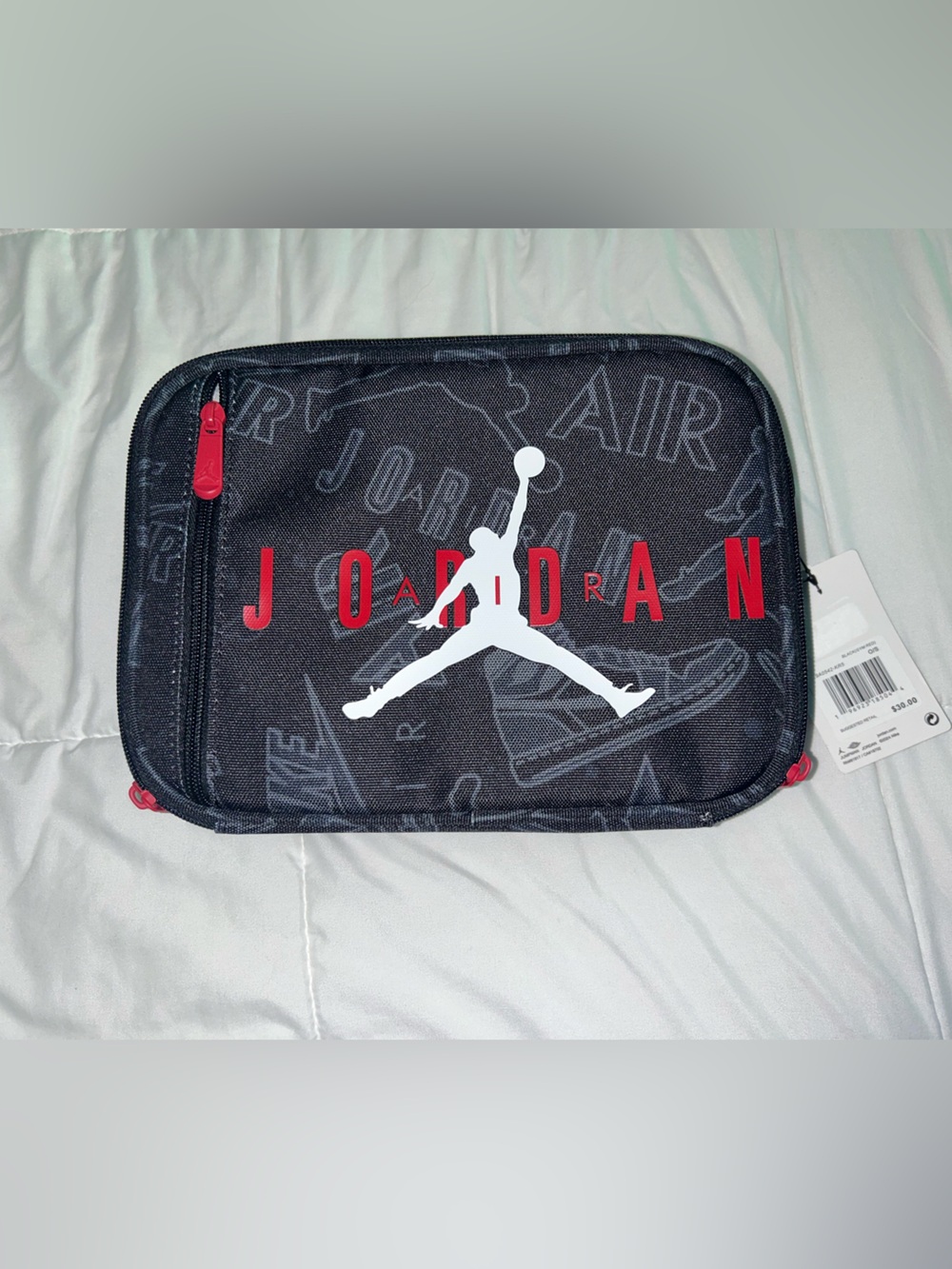 Jordan Black lunchbox with Red Accents